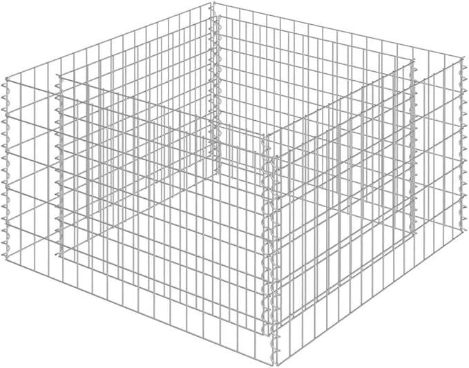 Gabion Raised Garden Bed Silver Galvanized Steel 35.4x35.4x19.7 inch Square Planter for Outdoor Plants Durable Metal Garden Beds