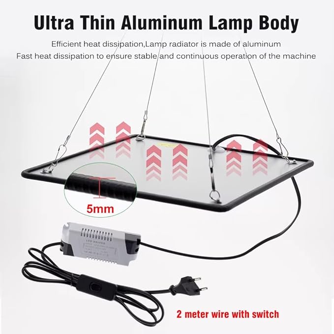 LED Grow Light Panel 1200W Lamp for Indoor Plants Dimmable Plant Grow Light Full Spectrum for 3x3ft Coverage Grow Tent Greenhouse Veg and Bloom Seedlings Hydroponics