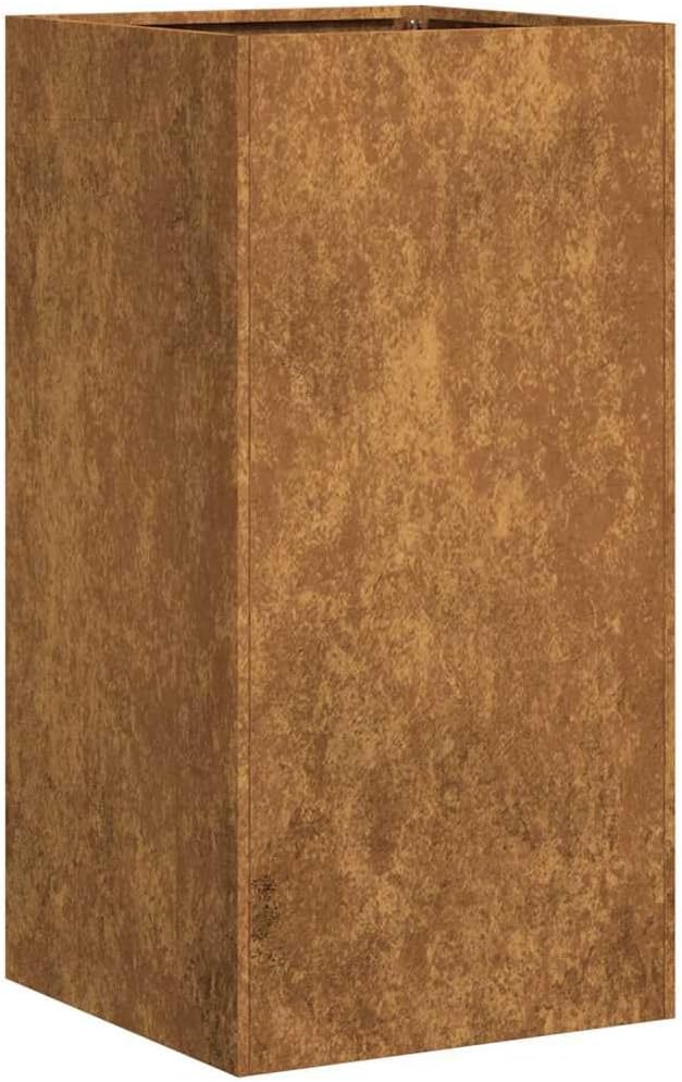 31.5 Corten Steel Outdoor Planter Box Large Square Garden Pot for Herbs &amp Vegetables Rustic Weathered Finish Durable Raised Bed for Patio Balcony Terrace