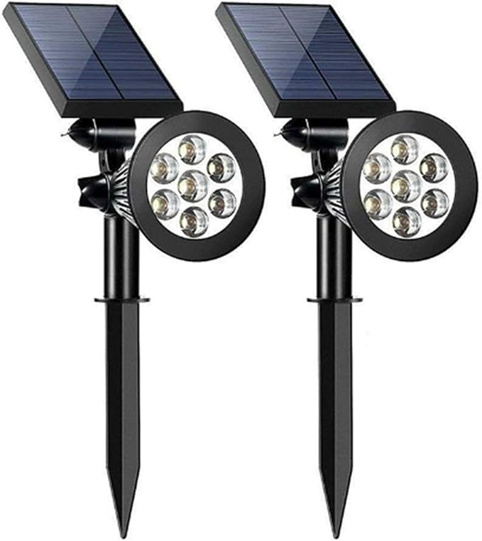 7led WhiteSolar Color Changing Spot Lights Outdoor Waterproof 2 Pack Multicolor Landscape Spotlights 180° Solar Powered Lights Height Adjustable for Courtyards Balconies Gardens