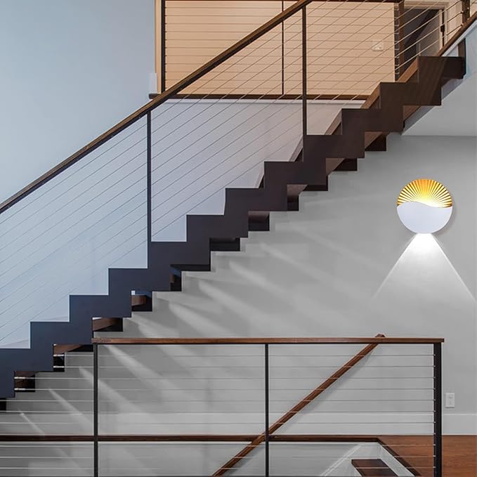 Creative LED Wall Sconce Lights Up Down Aluminium Waterproof IP65 LampIndoor Outdoor for Bedroom Living Room Bathroom Porch Hallway Stairs(White-Warm2PCS-7W(85-265V))