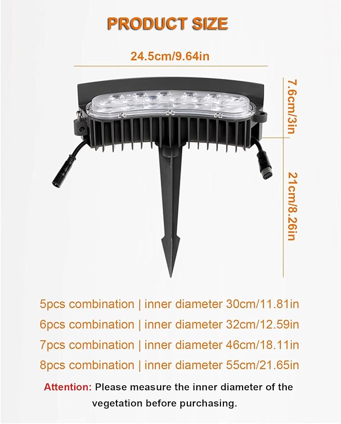 Solar Garden Lights Low Voltage Landscape Tree Ring Lights Landscape Spotlights for Palm Tree Planters Lawn(White LightPack of 5)