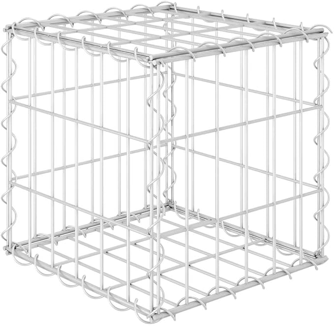 Steel Wire Cube Gabion Raised Bed Outdoor Patio Lawn Flower Plant Bed Planter Border Garden Stone Basket Cage Retaining Wall 11.8x11.8x11.8-896
