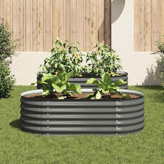 63 x 31.5 x 17.3 in Galvanized Steel Rectangular Raised Garden Bed Modern Grey Planter Box for Vegetables Herbs &amp Flowers Sturdy Elevated Outdoor Box for Balcony Patio Yard