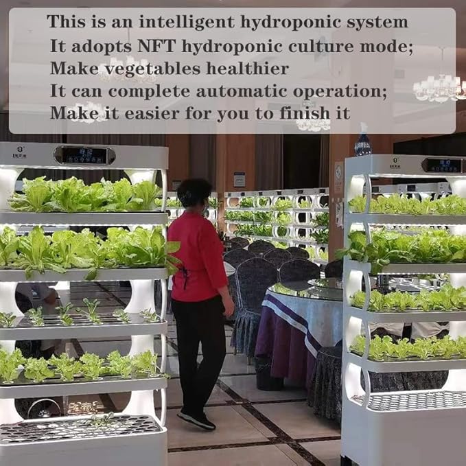 Hydroponics Tower Plants Vertical Hydroponics Grow Kits 5-Layer Indoor Gardening Greenhouse with Lights 85 Holes PVC Vegetables Plant Growing