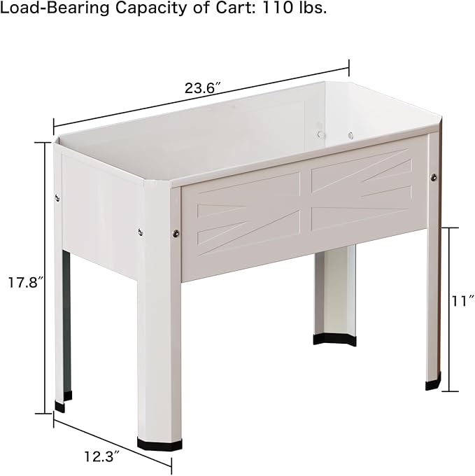 Elevated Metal Planter Box Stand Heavy Duty Raised Garden Bed for Vegetables Flowers Herbs Indoor Outdoor Use Cream