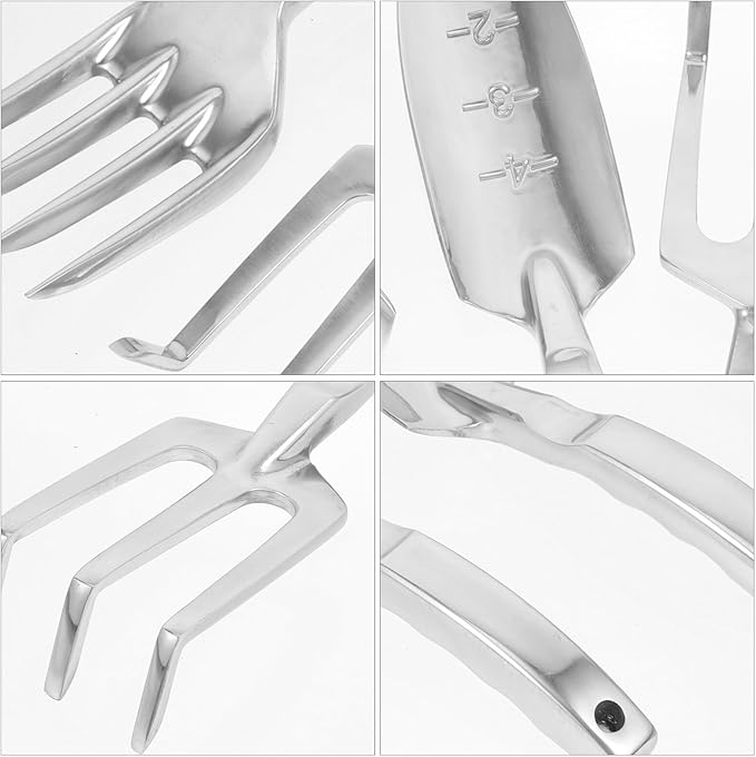 Toyvian Garden Tool Set with Outdoor Shovel and Practical Rake 4pcs Gardening Hand Tools for Planting Soil Loosening and Yard Maintenance