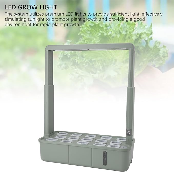 Hydroponics Growing System Indoor Garden 15 Pods Hydrophonics Planter Grower with LED Grow Light Plant Growth Kit Suitable for Beginners and Busy City Dwellers
