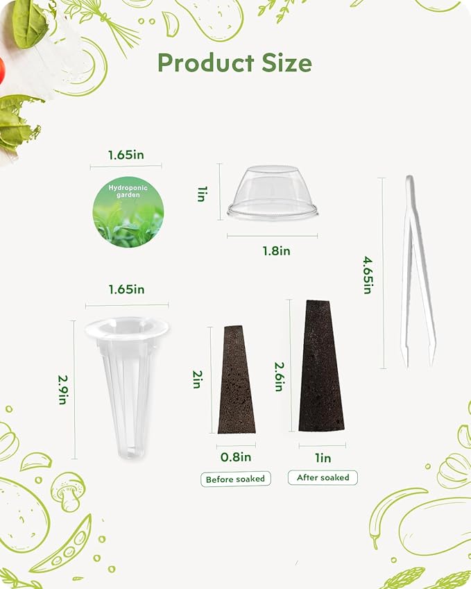 8 Pods Hydroponics Growing System Indoor Garden Black &amp 140Pcs Hydroponic Pods Supplies