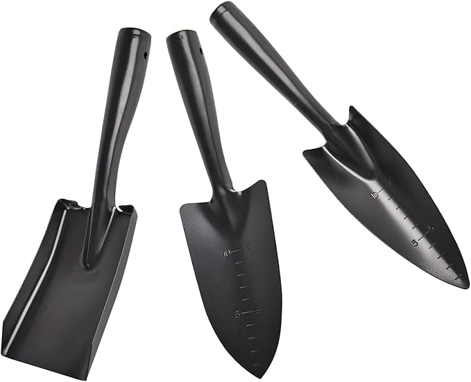 DECHOUS 3pcs Gardening Hand Tool Set Manganese Steel Small Garden Shovels with Measuring Scale Ergonomic Portable Trowels for Indoor Outdoor Planting and Transplanting