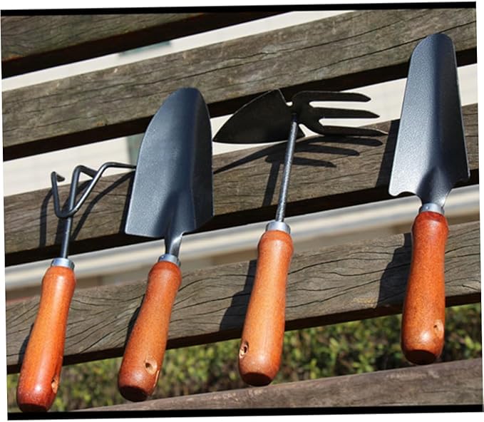 4pcs Mini Garden Tool Set Thickened Iron Spades with Handles Planting Shovels for Transplanting Cultivating and Weeding Lightweight Gardening Tools for Garden Lovers