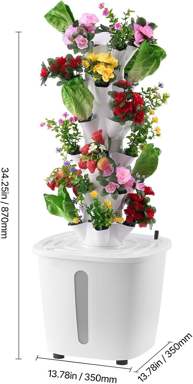 30-Pod Hydroponic Growing System - Vertical 6-Tier Indoor Garden with Water Pump &amp Timer - Efficient Hydroponic Tower for Germinating Herbs Fruits &amp Vegetables at Home