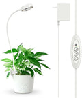 SANSI Grow Light for Indoor Plants Clip-on LED Full Spectrum Plant Lamp with 4-Level Dimmer Auto On/Off Timer (3/6/12 Hrs) - White 10W 1-Pack