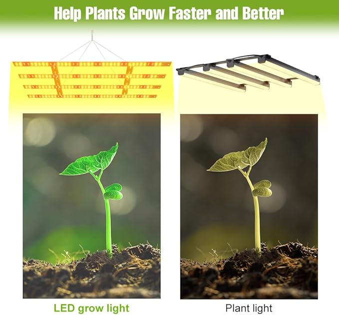 2Pack 800W Full Spectrum Plant Light 100-277V Indoor Seedling Planting Panel Lamp UV/IR Succulent Cultivate Lamps Potted Fruit Flower Vegetable Cactus Moss Fill Lighting 110V US Plug With Hook Hanging