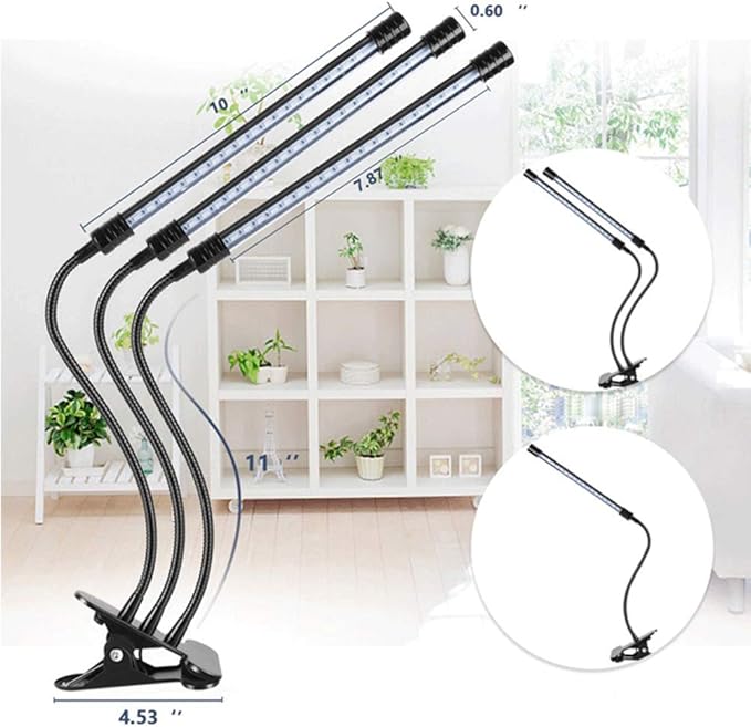 LED Grow Light 27W Red Blue Full Spectrum Timing 54 LED 5 Dimmable Levels Plant Grow Lights for Indoor Plants Adjustable Gooseneck 4 8 12H Timer 3 Switch Modes Waterproof