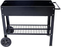 Products Elevated Mobile Raised Ergonomic Metal Planter Garden Bed for Backyard Patio w/Wheels Lower Shelf Black