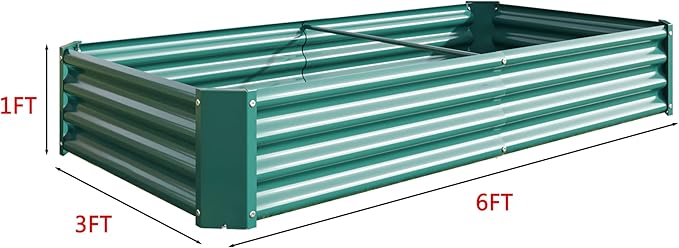 Modern Raised Garden Bed Outdoor 6×3×1ft Metal Raised Rectangle Planter Beds for Plants Vegetables and Flowers - Green