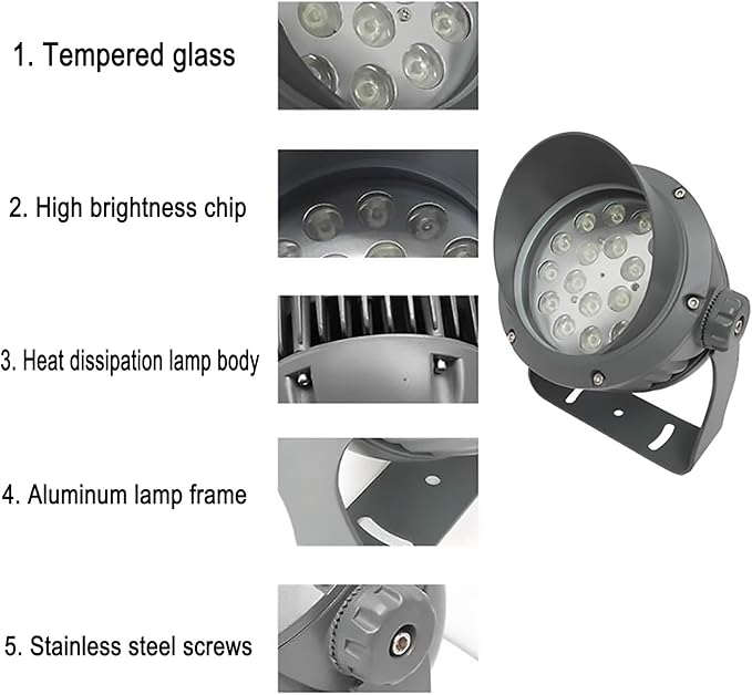 Landscape spotlights for Outdoor use Landscape Lights – LED spotlights AC 85-265V 180° Adjustable Bracket Ground Light Waterproof IP65 Ground Spotlight Warm White-12W
