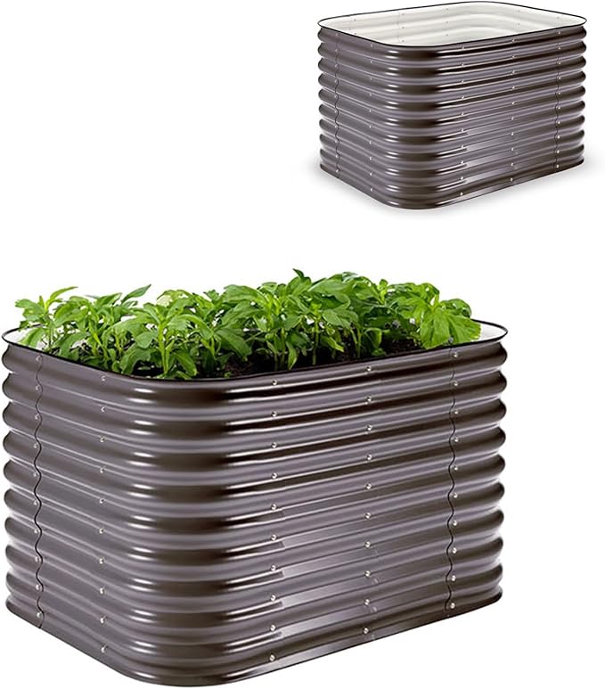 Epic Gardening 6-in-1 Modular Galvanized Raised Garden Bed Kit 29 Tall Metal Planter Box Durable Aluzinc Steel Raised Garden Bed Outdoor for Vegetables Herbs Flowers &amp Fruits - Small Slate Gr