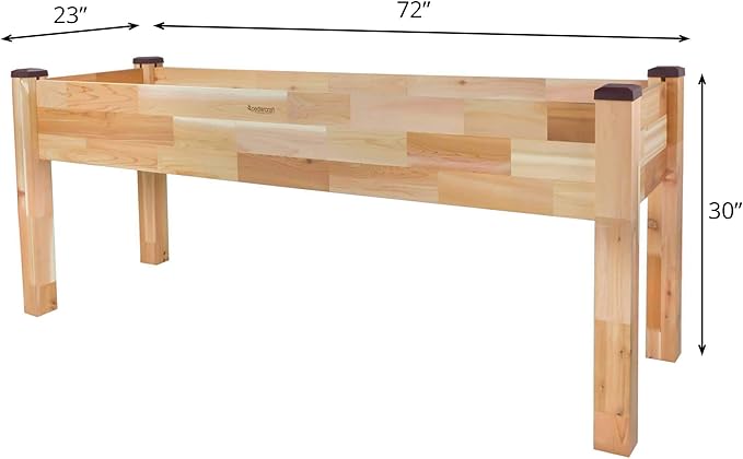CedarCraft Elevated Cedar Planter (23” x 72” x 30H) + Greenhouse Cover - Complete Raised Garden kit to Grow Tomatoes Veggies - Herbs. Greenhouse extends Growing Season Protects Plants
