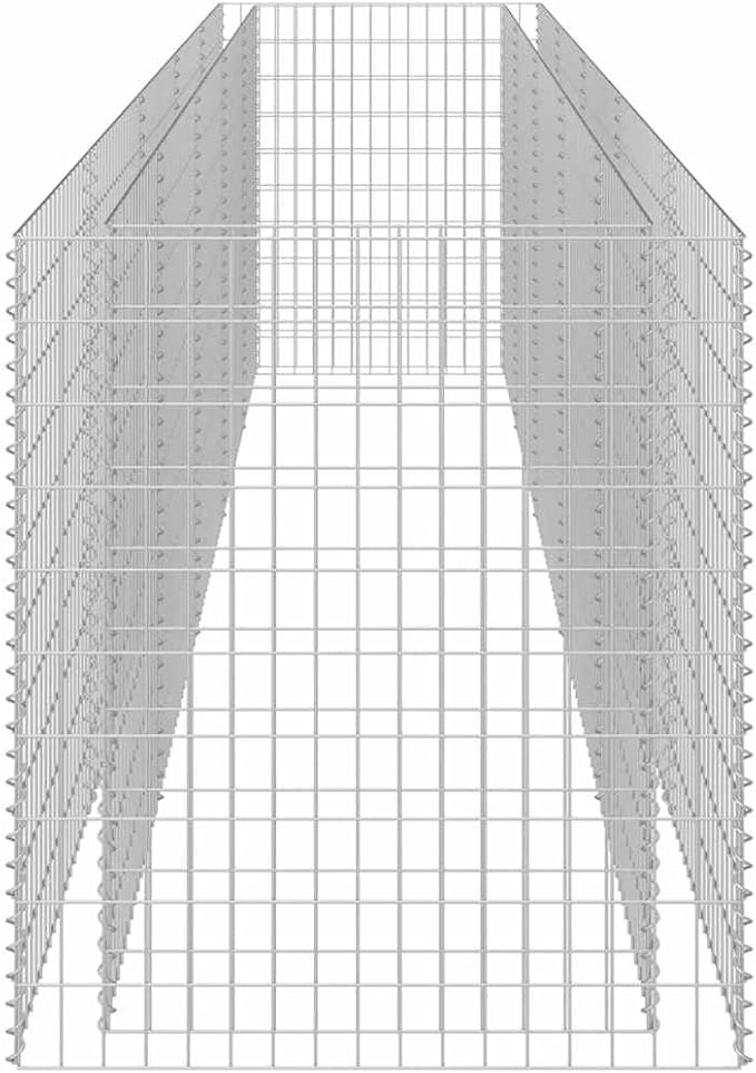 Gabion Raised Garden Bed Silver Galvanized Steel Planter Box 177.2x35.4x39.4 Inch Outdoor Rectangular Metal Planters for Flowers Herbs Vegetables