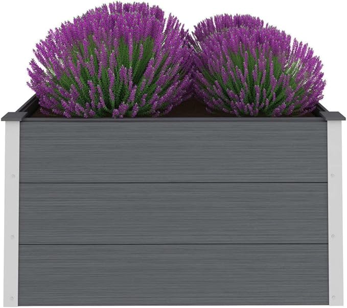 Garden Raised Bed WPC Planter Boxes Outdoor Garden Bed Outdoor Gardening and Planting Ideal for Vegetables and Plants 39.4x39.4x21.3 Gray