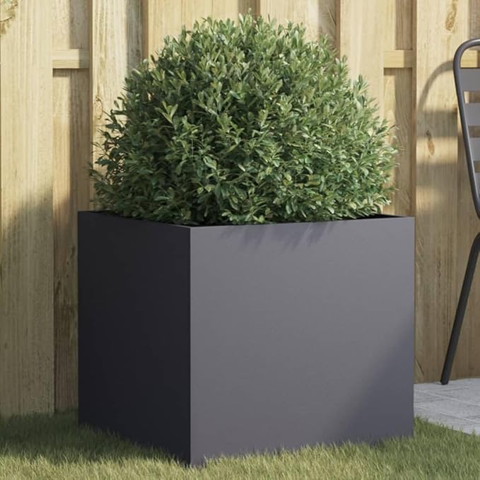 Planter Raised Garden Bed Planter Boxes Outdoor Garden Bed Suitable for Restaurants Backyard Patios Flowers Anthracite 19.3x18.5x18.1 Steel