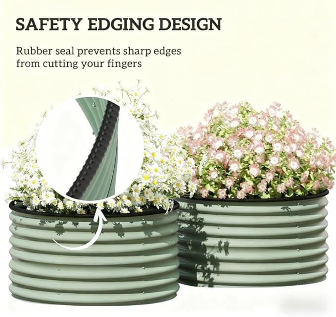 Metal Planter BoxSet of 2 Raised Garden Bedwith Safety Edging Easy to Assemble Stock Tank