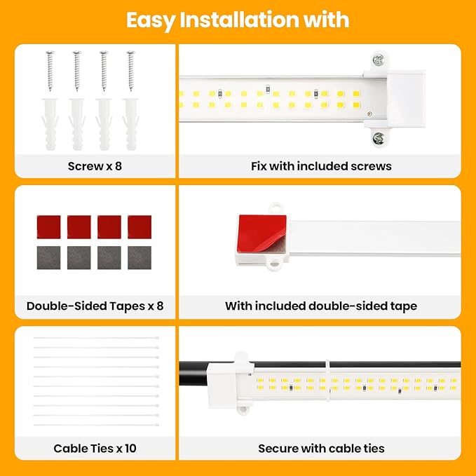 Mosthink Grow Lights for Indoor Plants 6500K Full Spectrum Plant Lights for Indoor Growing 16 LED Plant Grow Light Strips with 432 LEDs 3/6/12H Auto Timer 6-Level Dimmable 4-Pack