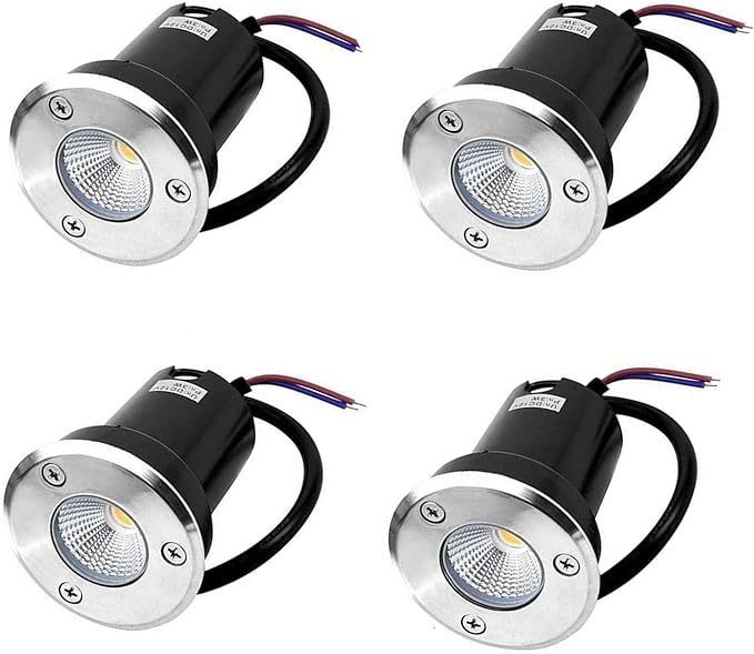 4PCS Round Ground Landscape Light - Outdoor Patio Spotlight 3W Recessed Spot COB LED Light Mini Outdoor Ground Lamps IP67 Waterproof Recessed Patio Lights foRgb-12V