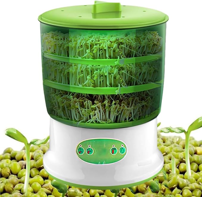 YIGECHENXIN Large Capacity Fully Automatic Bean Sprout Maker - Temperature Control Ideal for Broccoli Radish Alfalfa Sprouts Home Kitchen Essential Easy to Use
