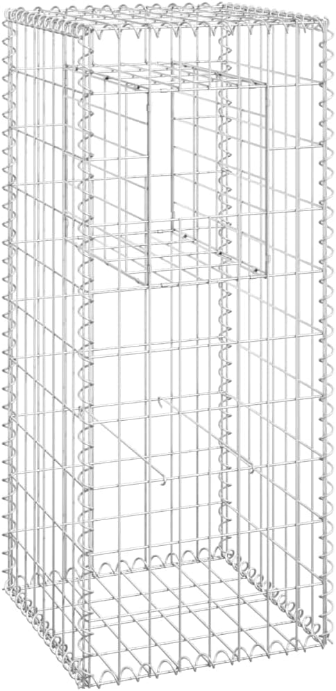 2pcs Galvanized Steel Gabion Basket Post/Planter Raised Bed Gabion Raised Bed to Fill with Rocks or Gravel Stable Durable Gabion Post 15.7x15.7x39.4 -AA