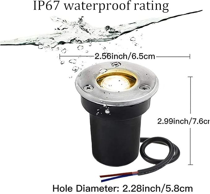 2 Pack LED Waterproof Inground Lights IP67 Landscape Lighting 3W Outdoor Garden Path Spotlights DC12V/24V Recessed Buried Lamps for Walkways (Colorful 12V)