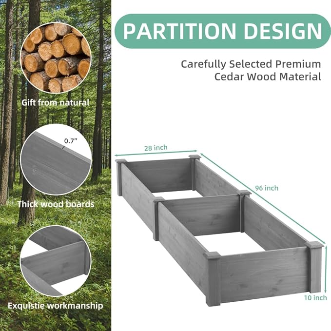 Sturdy Outdoor Raised Garden Bed for Vegetables Flowers and Herbs – Easy Assembly Wooden Planter Box with Solid Construction (96 Raised Garden Bed)