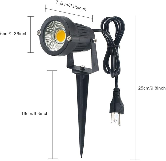 Pack of 2 Outdoor LED Landscape Lights Waterproof Spotlight with Spike Stand and Plug for Driveway Outdoor Lawn Lighting Flood Garden Yard (9W Warm White)