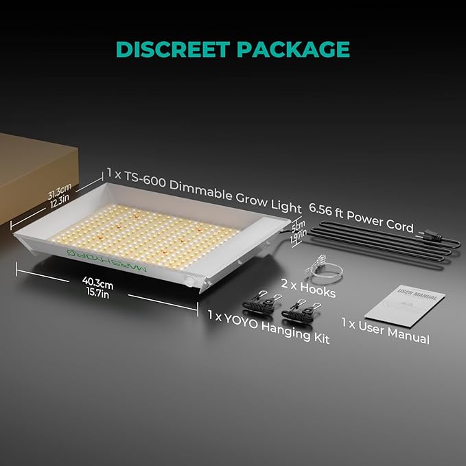 MARS HYDRO TS600 100W LED Grow Light for Beginners New Diodes Layout Full Spectrum Growing Lamps for Indoor Plants Hydroponic Seed Starting Vegetables Bloom in 2x2 Grow Tent