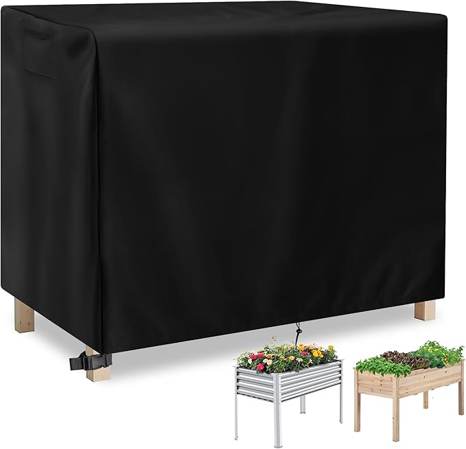 Rectangular Plant Box Cover with Drawstring Outdoor Raised Garden Bed Cover for Plant Freeze Protection Reusable Winter Frost Cover for Planter Beds-48 x 24 x 30 inch