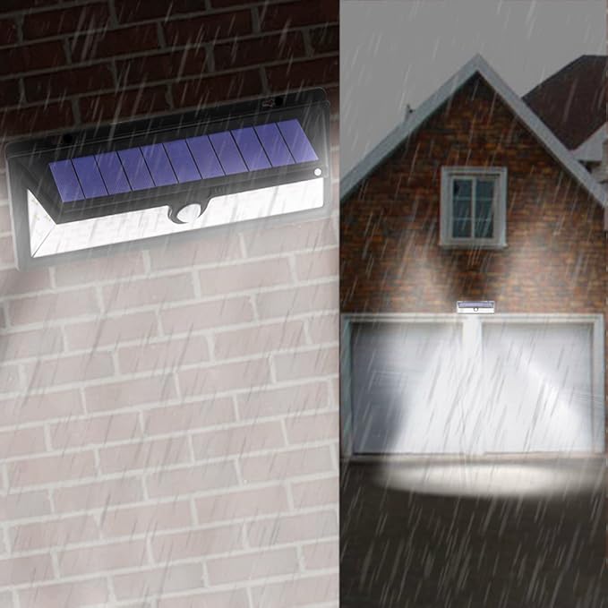Solar Lights Spotlight 66 LEDs Solar Powered Night Light with Motion Sensor Detector Wireless Security Waterproof Wall Lights for Garage Patio Garden Driveway Backyard Path Pack of 1