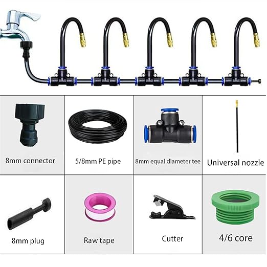 360 Curved Garden Automatic Irrigation System Automatic Drip Irrigation Kits Universal Spray Kit for Garden Plant Watering System (49.2 FT)