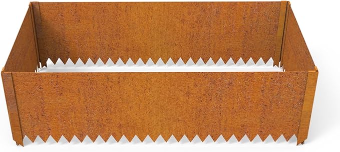 Cor-Ten Steel Raised Planter with Rust Patina Finish Pre-Rusted Cor-Ten Raised Garden Bed Kit2FT x 4FTx 14IN