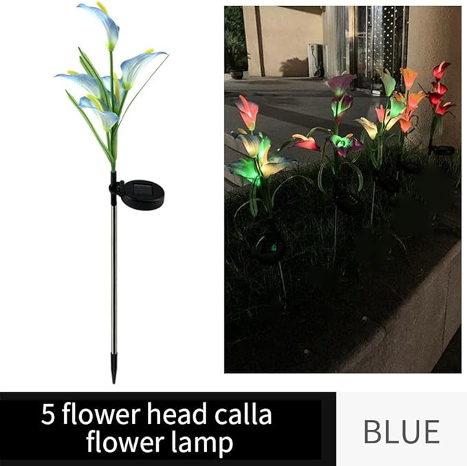 Plant Growing Lamps Multi-Color Solar Flowers Waterproof Stake Lights Path Light 5 Head Landscape Light Garden 7 Color Change