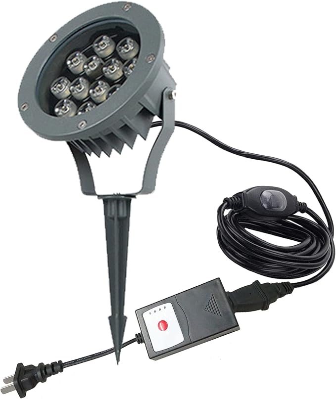 Kiven LED Landscape Spotlight Outdoor with Automatic TimerIP65 Waterproof Garden Spotlights12W 110V Yard Flood Light with Spiked Stand Lawn Lights6000K LED Wall Lights with 9.84FT Wire for Patio