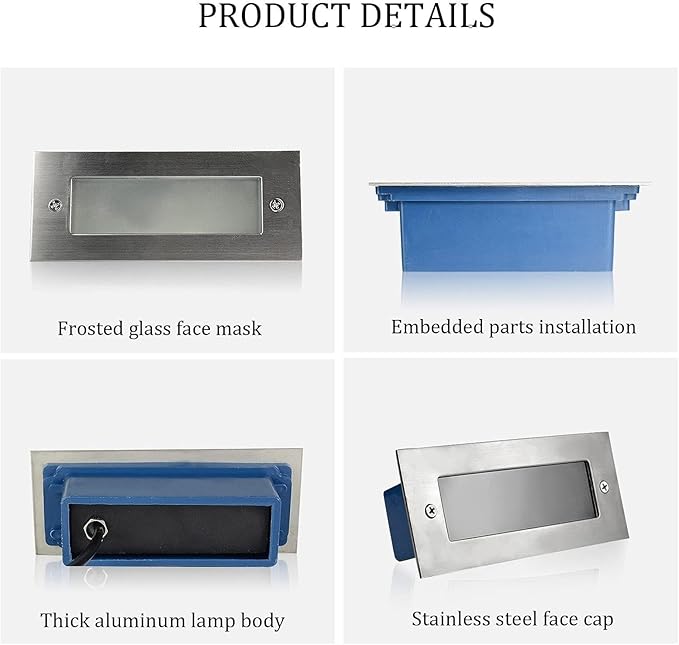 5W LED Landscape Step Lights - Rectangular IP65 Waterproof Underground Stair Lamp for Outdoor Use (Red White Light 5W-12V)