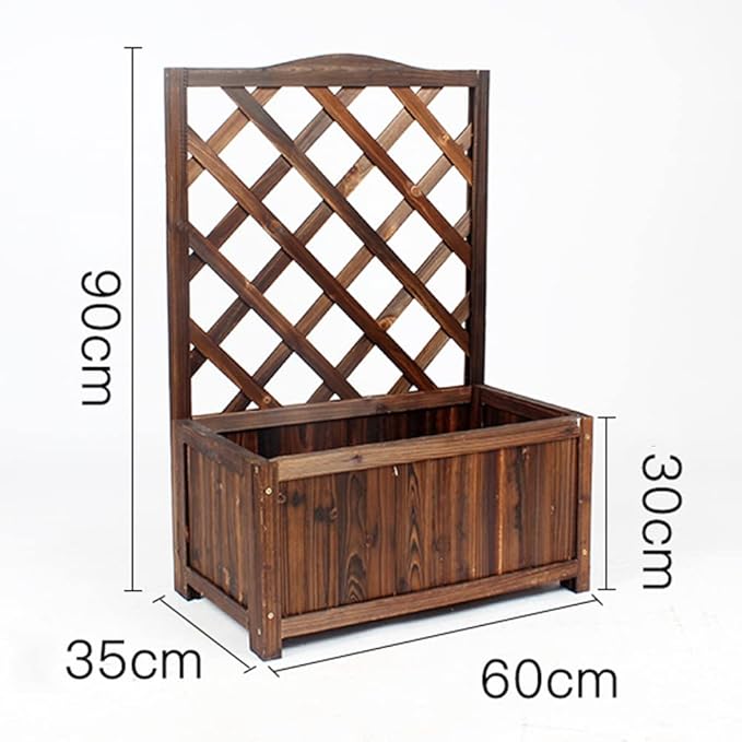 Generic Wood Planter Raised Bed with Trellis Outdoor Natural Wooden Garden Bed Planter Box Kit for Vegetables Herbs Flowers Tomato And HerbsNatural60x35x90cm