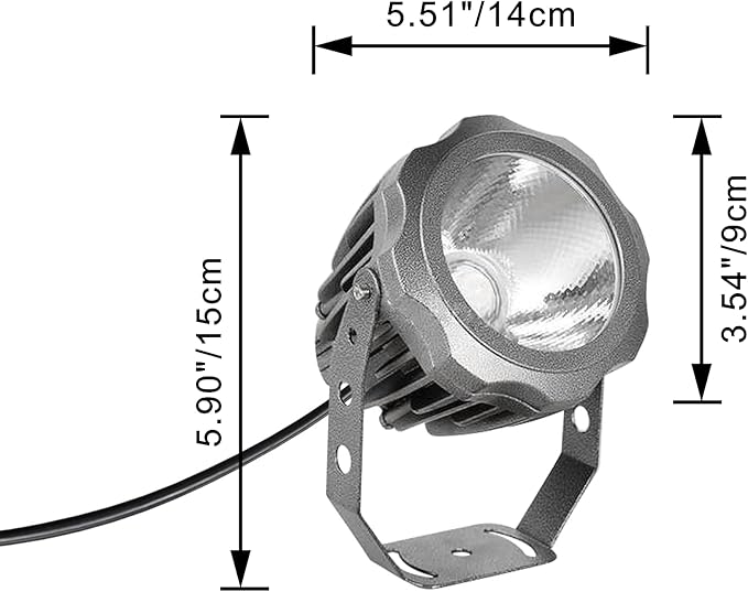 Kiven IP65 Waterproof LED Landscape Up Down Ligh LED Decorative Spotlight Lamp with Plug-in Cord and Timer for Indoor Outdoor Yard Step Statue LED Lawn Light - Grey(10W Warm White)