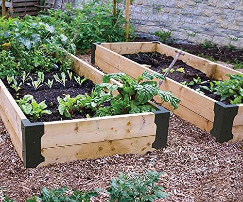 Panacea Raised Garden Bed Brackets | Set of 8 Heavy-Duty Steel Brackets for DIY Keyhole Stepped or Raised Garden Beds | Fits 2x6 or 2x12 Lumber | Durable Outdoor Bed Frame Hardware