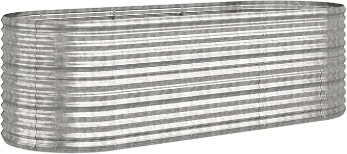 REWIS Garden Raised Bed Planter Raised Beds Raised Planter Box Planters for Outdoor Plants Garden Beds Powder-Coated Steel 88.2x31.5x26.8 Silver