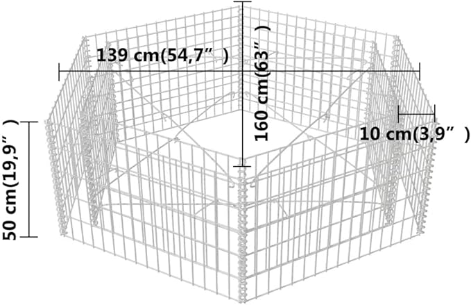 Hexagonal Gabion Raised BedOutdoor Garden Gabion Stone Basket Planter Raised Vegetable BedSteel Garden Decor 63x55.1x19.7