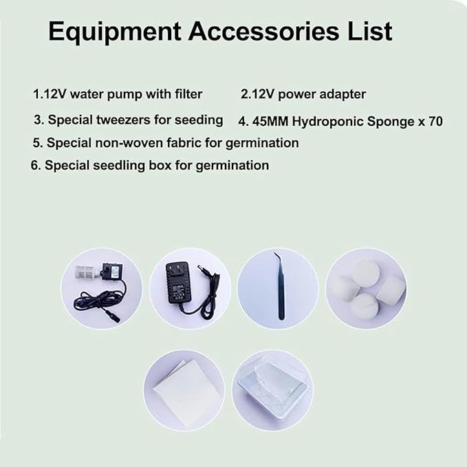 Hydroponics Tower Hydroponic Growing System Aeroponics Grow Kit Aquaponics Planting System forFruits and Vegetables with Hydrating Pump Adapter Seeding BedNet Pots/1pc