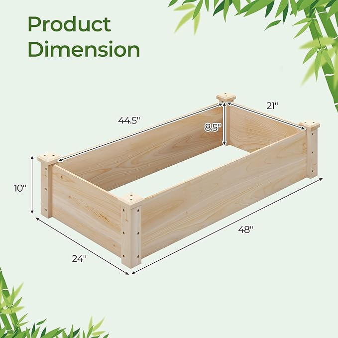 Raised Garden Beds Outdoor Wooden Raised Garden Bed Rectangular Planter Box Flower Bed Raised Bed for Gardening Vegetable &amp Herb